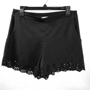 Black Scalloped Dressy Shorts